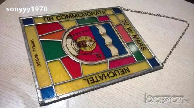 NEUCHATEL-Витраж-31/24см-внос швеицария, снимка 5 - Антикварни и старинни предмети - 13947747