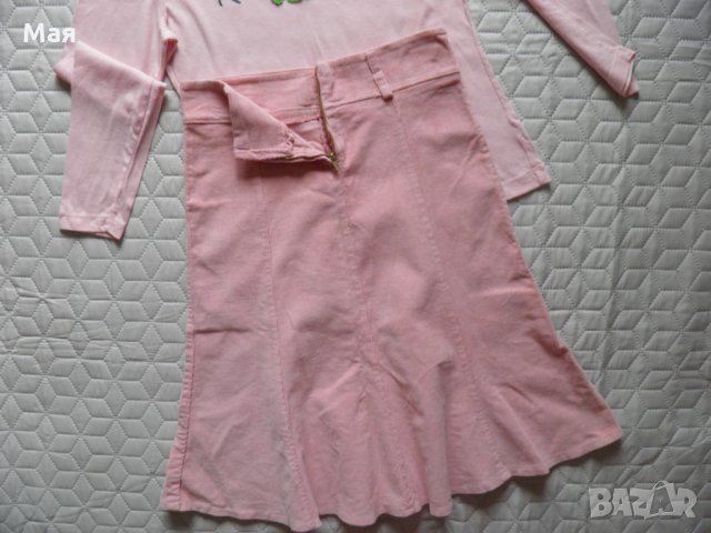 Дамски розов сет пола и блуза размер М, снимка 4 - Поли - 26072265