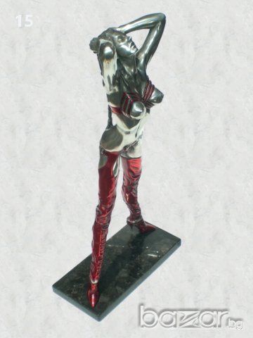 Стриптизьорка - скулптура, пластика върху мраморна основа, цветна , снимка 4 - Статуетки - 11620454