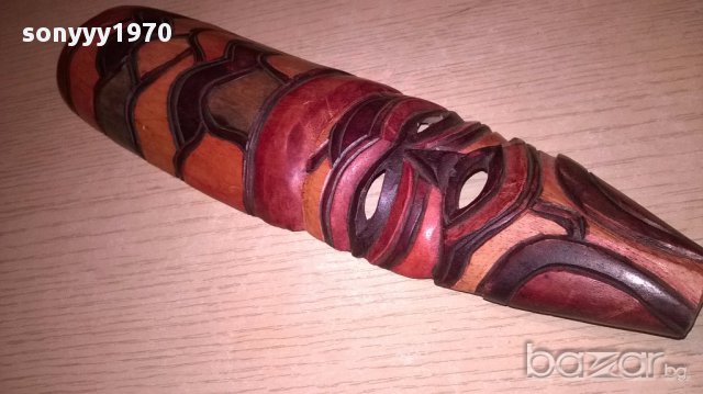 Африканска дървена маска-28х8см-внос швеицария, снимка 2 - Антикварни и старинни предмети - 17393806