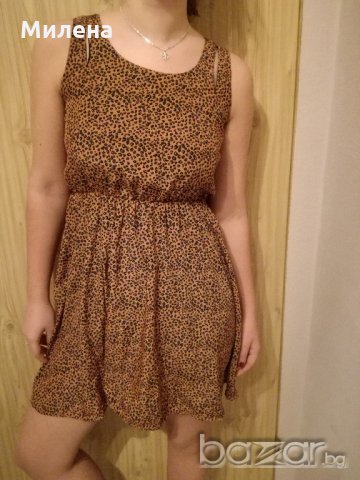 Кафява рокля с леопардов принт