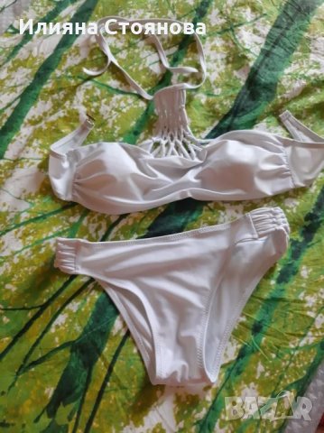 Бял секси бански половинки дамски, снимка 1 - Бански костюми - 25679480