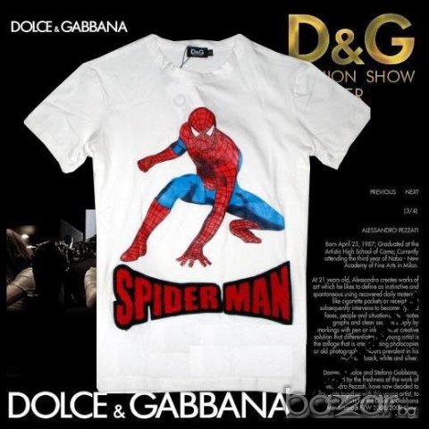 D&G Dolce and Gabbana White Spider-Man Мъжка Тениска size 46 (S)