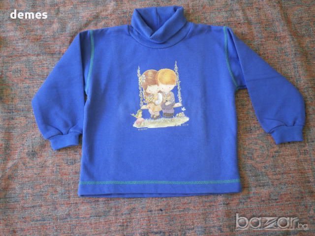 Ватирано детско поло в турско синьо с щампа, ново, номер 30 , снимка 3 - Детски Блузи и туники - 15551303