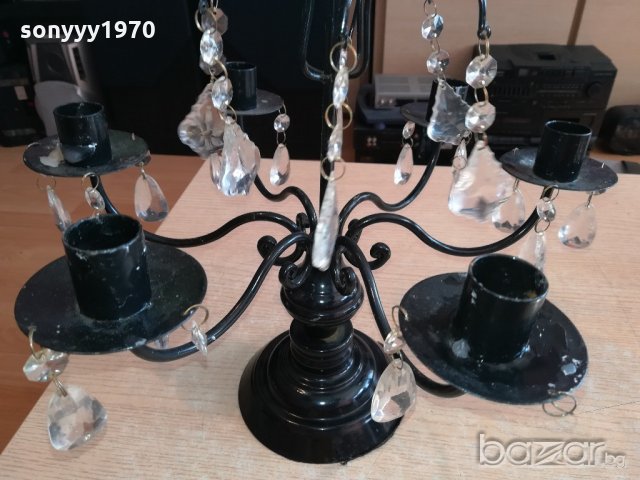 немски свещник с висулки-метален-55х35см-внос швеицария, снимка 6 - Антикварни и старинни предмети - 20892036