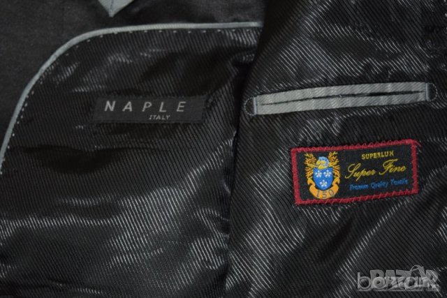 Superlux Super Fine Premium Quality Textile Naple Italy мъжко черно сако, снимка 5 - Сака - 23460555