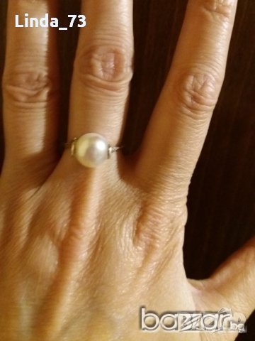 Среб.пръстен-с бяла перла-проба-925. Закупен от Италия., снимка 2 - Пръстени - 21741145
