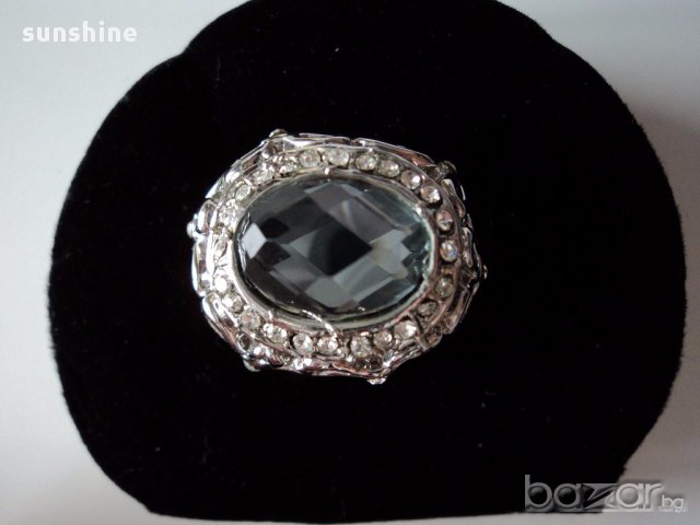 Сребрист пръстен с камък и елементи Сваровски, снимка 7 - Пръстени - 10083468