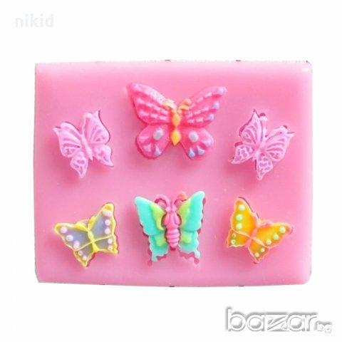 6 малки пеперуди пеперуда силиконов молд форма украса декор торта фондан шоколад, снимка 2 - Форми - 18335587
