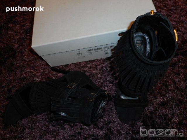 HUGO BOSS Fara Leather Heeled Sandals Fringe Detail, снимка 5 - Дамски обувки на ток - 21294425