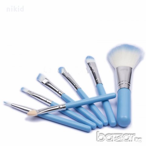 7 бр къси четки за грим сенки сини зелени розови дръжки гримиране, снимка 3 - Други - 12791953