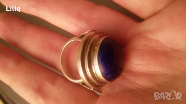 Уникален сребърен пръстен с Лапис Лазули, снимка 3 - Пръстени - 22460218