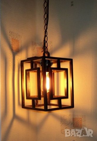 Висяща декоративна дървена лампа, снимка 6 - Полилеи - 21772308