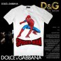 D&G Dolce and Gabbana White Spider-Man Мъжка Тениска size 46 (S)