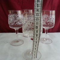 Ретро кристални чаши с златен кант за ракия и вино, снимка 3 - Антикварни и старинни предмети - 20757709
