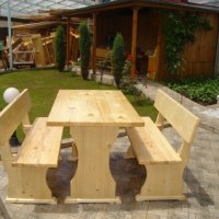 Градински комплекти дървени маси и пейки, снимка 3 - Градински мебели, декорация  - 20984017