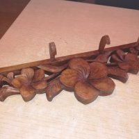 дървена закачалка с дърворезба-внос швеицария-42х13х8см, снимка 11 - Колекции - 20971433
