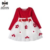 сладка бебешка рокля червено бяла на цветя, снимка 1 - Бебешки рокли - 18466371