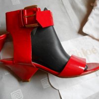 Дамски  червени сандали Chloé 100 % кожа ,100 % оригинални , снимка 2 - Сандали - 18710549