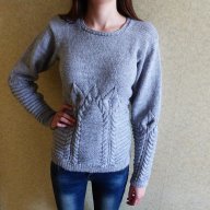 Ръчно плетена блуза с интересна плетка, снимка 1 - Блузи с дълъг ръкав и пуловери - 15652415