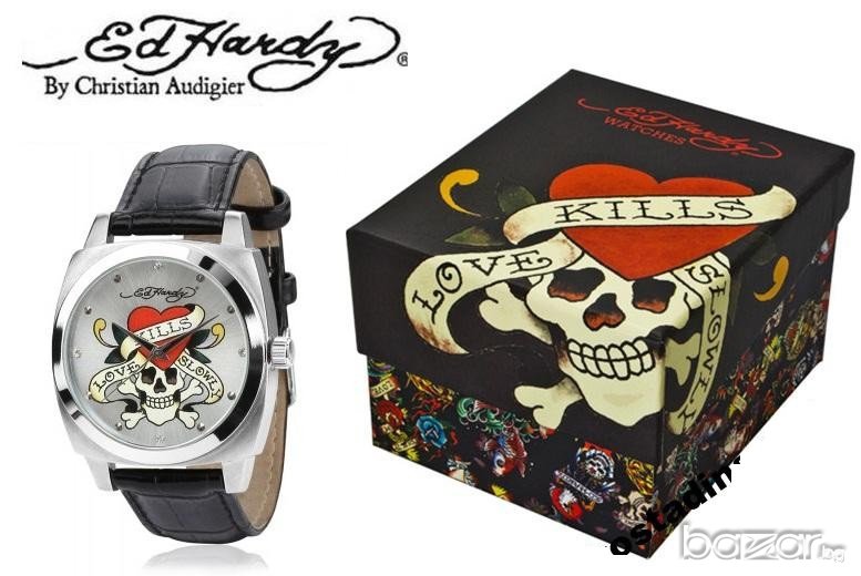 ED HARDY by CHRISTIAN AUDIGIER Skull Love Kills Slowly Мъжки Часовник, снимка 1