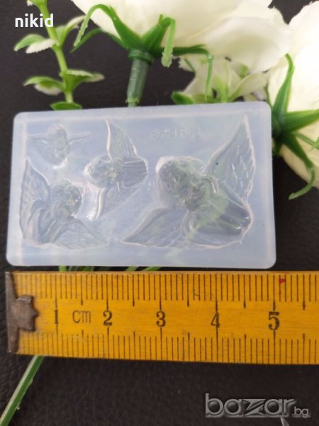 4 мини ангела прозрачна силиконова форма за декорация изработка с фондан бижута смола изделия ръчна, снимка 1