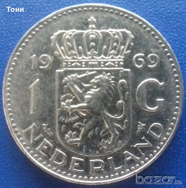  Монета Нидерландия 1 Гулден 1969 г., снимка 1