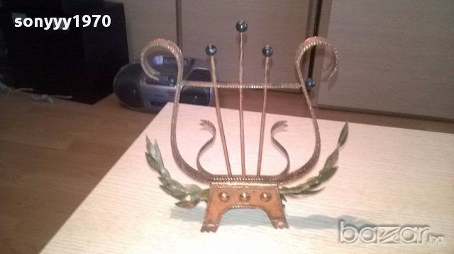 Арфа-кован метал-цвят злато-21х21х6см-внос швеицария, снимка 5 - Антикварни и старинни предмети - 17768504