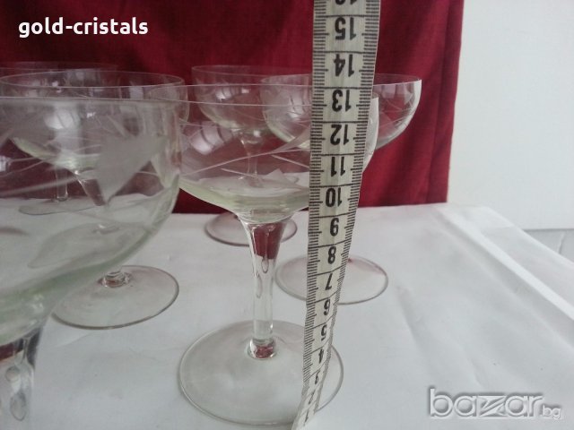  стъклени чаши гравирани , снимка 4 - Антикварни и старинни предмети - 20390027