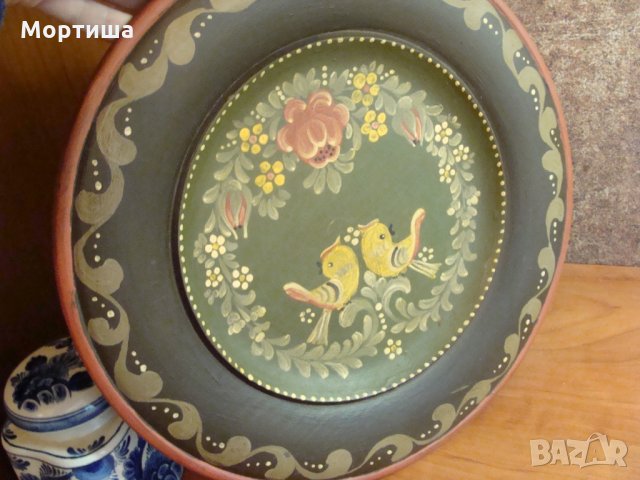 Холандска ръчно изработена изрисувана дървена чиния , снимка 2 - Декорация за дома - 25237045