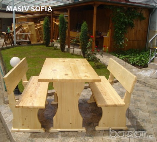 Градински комплекти дървени маси и пейки, снимка 3 - Градински мебели, декорация  - 20984017