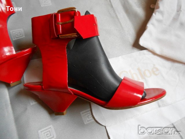 Дамски  червени сандали Chloé 100 % кожа ,100 % оригинални , снимка 2 - Сандали - 18710549