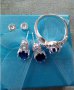 Сребърен пръстен и обеци със син Цирконий Проба 925, код 0502, снимка 2