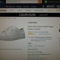 Calvin Klein Women's Imilia Nappa Leather Low-Top Sneakers, White , снимка 7 - Дамски ежедневни обувки - 19446914