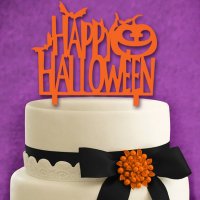 Halloween Хелоуин тиква прилепи оранжев твърд топер украса за торта парти декорация, снимка 1 - Други - 23233651
