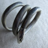 Стара сребърна гривна - змия, снимка 3 - Гривни - 21540847