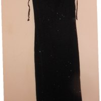 Дълга черна рокля с цепка и лъскави елементи , снимка 1 - Рокли - 21207076