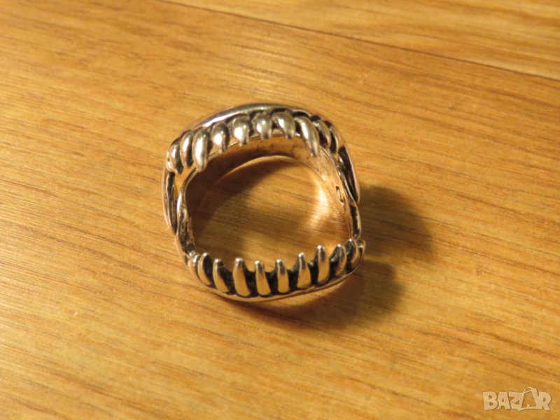 рокерски сребърен пръстен ЗЪБИТЕ НА ЗВЯРА - моторджийски, мото аксесоари сребро, снимка 1