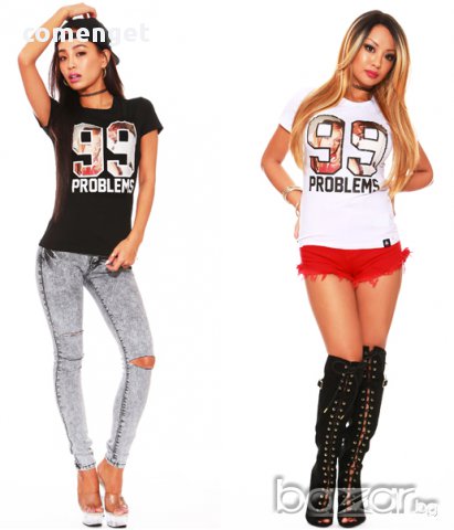 Ново! Дамски топ PROBLEMS 99 с уникален 2PAC дизайн! Бъди различна поръчай с твоя снимка!, снимка 3 - Тениски - 15706271
