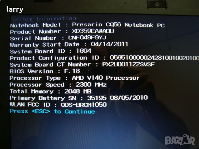 Compaq Presario CQ56 лаптоп на части, снимка 4 - Части за лаптопи - 22721413