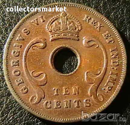 10 цента 1945, Източна Африка, снимка 2 - Нумизматика и бонистика - 12701532