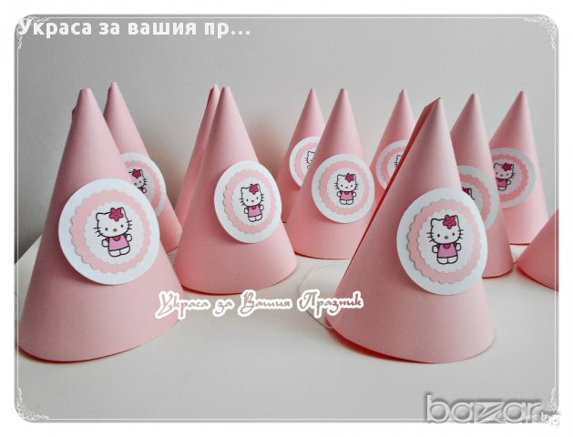 парти шапки с Хелоу Кити за детски рожден ден, снимка 3 - Други - 16880237