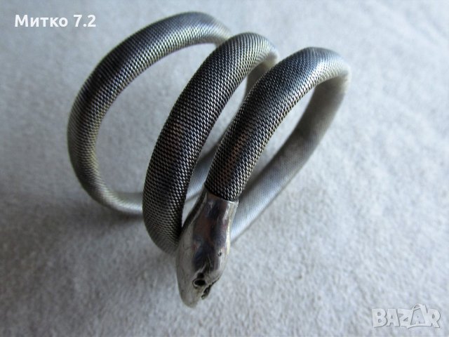 Стара сребърна гривна - змия, снимка 3 - Гривни - 21540847