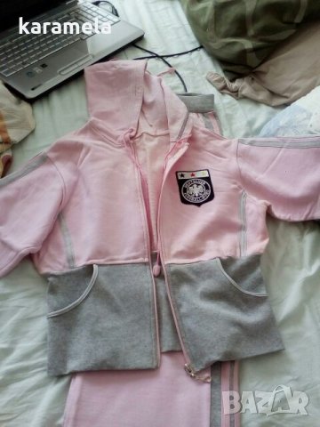 Розов памучен екип до 156см., снимка 2 - Спортни екипи - 22720440