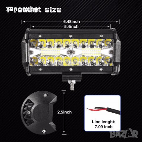 7inch 120 w LED бар 12V 24V, снимка 2 - Аксесоари и консумативи - 24733816