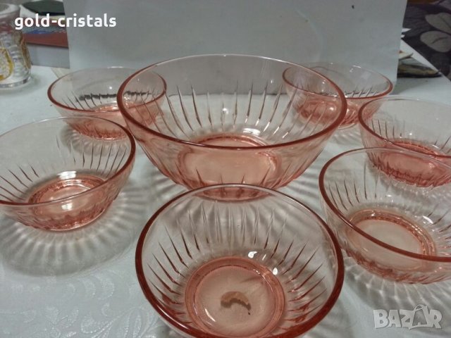 Стъклени купички розово стъкло, снимка 7 - Сервизи - 24077757