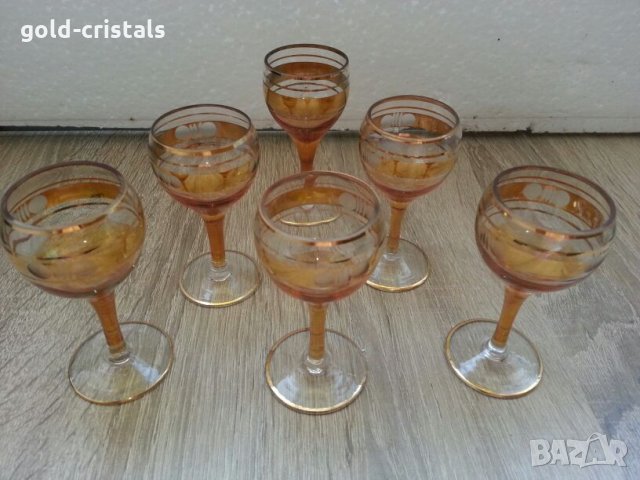 Чаши за ракия с златен кант, снимка 2 - Антикварни и старинни предмети - 22534810