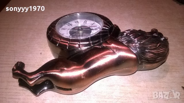 метален лъв-запалка/часовник-15х15х5см-внос швеция, снимка 2 - Колекции - 25526709