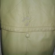 Дамско зелено манто с декорация от бродерии / естествена кожа / голям размер , снимка 5 - Палта, манта - 17282190