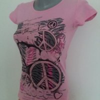 Дамска розова тениска, снимка 1 - Тениски - 24569146